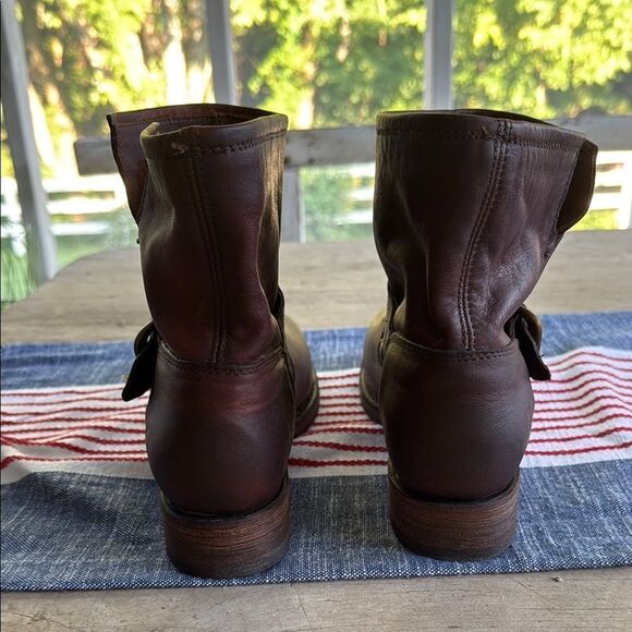 Frye Veronica Redwood Leather Ankle Boots with Buckle Harness Size 8 - Picture 7 of 10